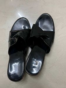 Black Patent Leather Slides