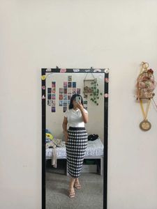 black and white textured skirt