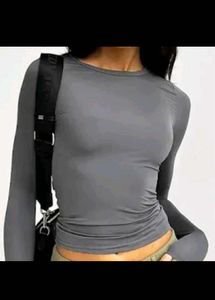 H&amp;M Grey Ribbed Top