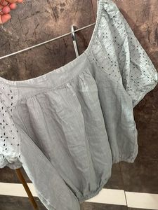 Bardot Sage Green Eyelet Top