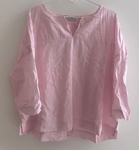 Oversized Notched Round Neck Yoke Top