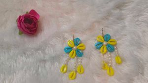 (Garba& haldi jewellery)Seashell Flower Earrings