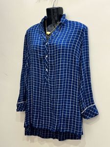 Zara Navy blue Cotton Silk Dress