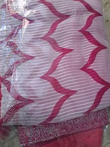 brand New saree pink n white