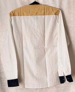 Chinese Collar White Beige Blue Shirt