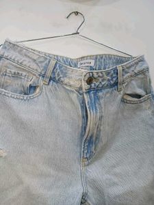 Ribbed Blue Jeans For Women