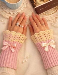 Pink Bow Wrist Warmers