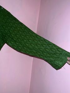 Green Embroidered chikankari Kurta