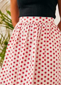 Vintage-Inspired Red Polka Dot Skirt