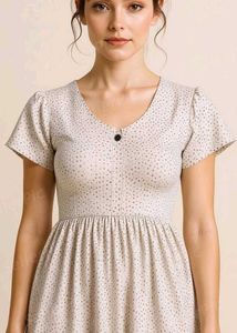 Cute White Printed Dress
