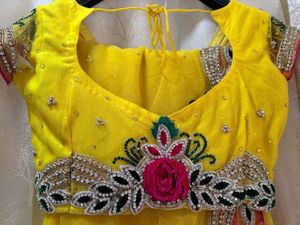 Yellow Heavy work Saree