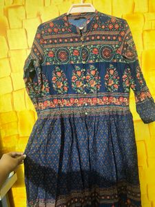 Boho Floral Print Duster Jacket Kurta Set