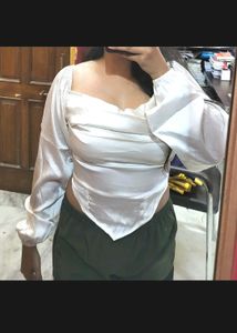 White Strechable Top For Women
