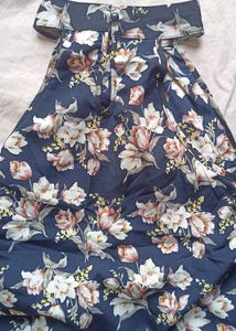 Halter Neck Floral Print Blue Top