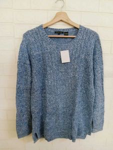 Blue Textured Knit Sweater