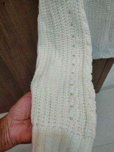 White Knit Cropped Sweater