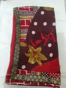 71)New Multi Colour Printed Lace Saree