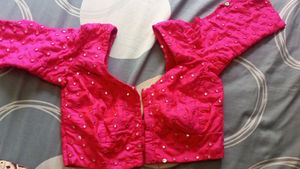 Rarely Used Mirror Work Saree With Blouse