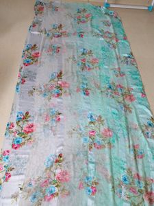 🌸Soft Satin Floral Saree - Gently Used