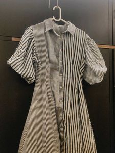 Korean Soft Striped Shirt Dress