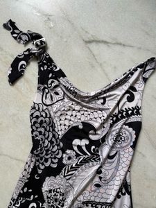 Black &amp; White Paisley Print Mini Dress