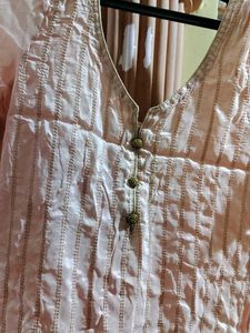 Peach Embroidered Kurti Pant Set