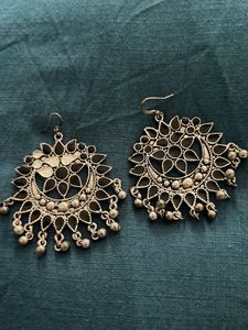 Statement Silver &amp; Black Drop Earrings