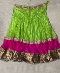 Lime & Pink Lehenga Choli With Dupatta
