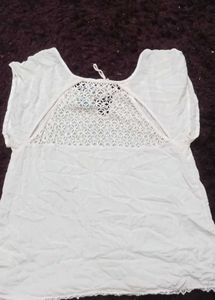 White Crochet Back Top