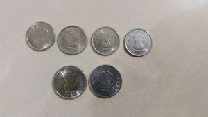 One And Two Rupees Coins 75 Years Independence
