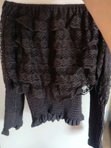 Elegant Black Lace Off-Shoulder Top