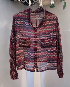 Multicolored sheer oversized shirt