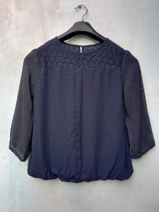 New With Tag Navy Blue Korean Top