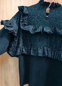 ZARA Black Ruffle Top