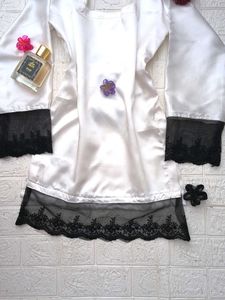 Corset Back Satin Kurti 🖤