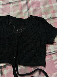 Crochet Black Crop Top