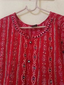 Red Embroidered Kurti