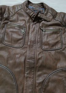 Woodland Men&#39;s Brown Pure Leather Jacket