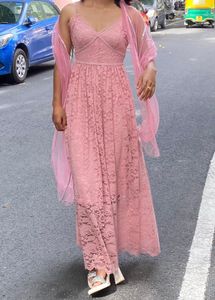Dusty Rose Lace Maxi Dress