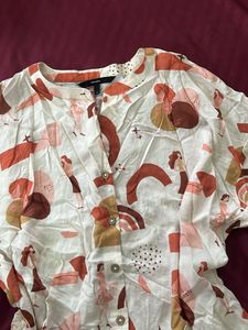 Patterned Short Sleeve Blouse