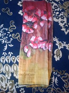Printed Maroon &amp; Yellow Dupatta