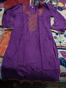 Purple Kurti Embroidered
