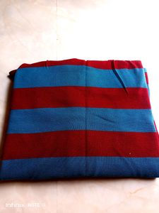 Roadster Maroon &amp; Blue Stripped Cotton Tshirt
