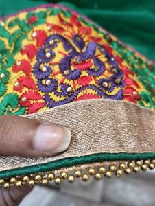 Green Embroidered(Net) Saree + Petticoat+ Blouse