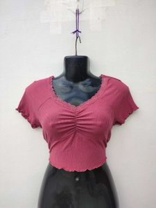 Shein Ribbed Lace Crop Top