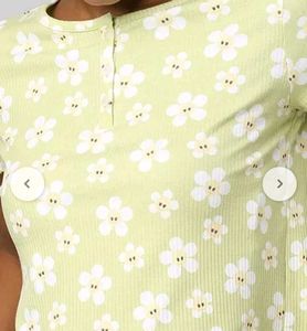 Floral Print Ribbed Top