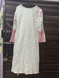 Elegant Pink Chikankari Kurta with Beads