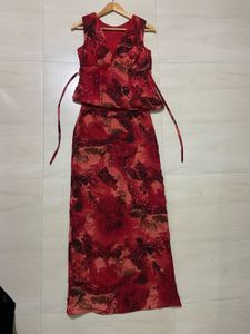 Vintage Red Two piece skirt and tops