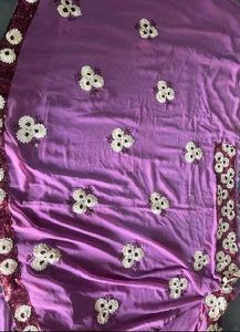 Purple Embroidered Saree &amp; Blouse