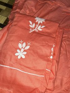 Choose One Peach Embroidered Kurta Set